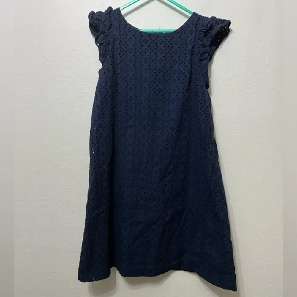 POLO Ralph Lauren Eyelet shirt Scalloped Flutter Sleeve Nay Blue‎ Dress Size 16